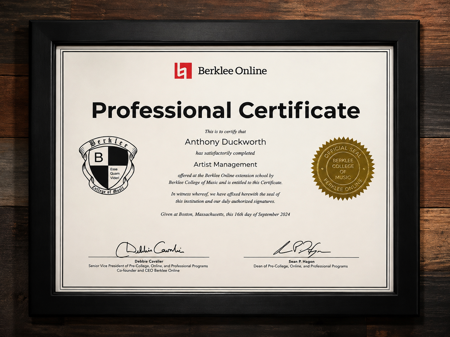 Tony's Berklee Online Professional Certificate
